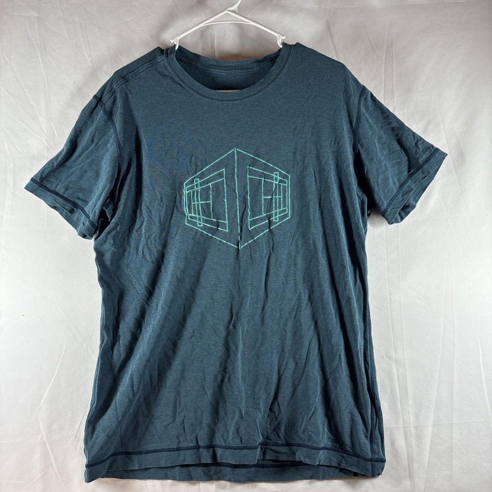 Lululemon Tennis Courts T-Shirt Mens Medium Teal Blue Slim Fit Athletic